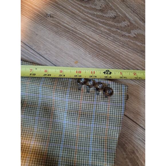 David Chu Wool Cashmere Blazer Sport Coat Sz 46 Tan Men's Plaid - Picture 11 of 14